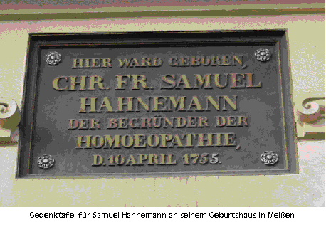 Tafel am Geburtshaus Hahnemanns
