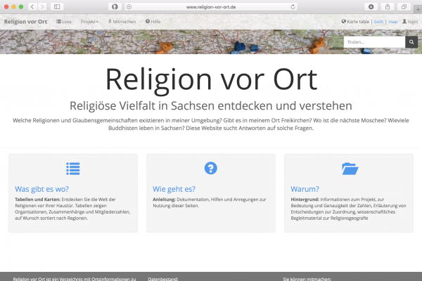 Screenshot Startseite Religion-vor-Ort.de