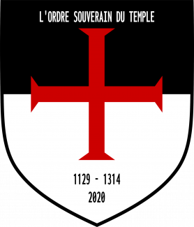 Schwarz-weißes Wappen mit rotem schmalem Kreuz