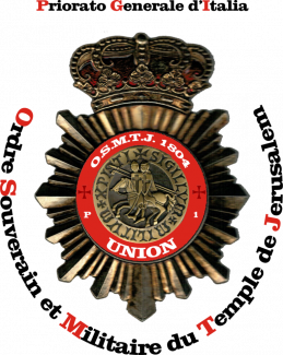 Goldenes Medaillon mit Krone un Innenschrift O.S.M.T.J. 1904 Union in weiß auf rotem Grund, umgeben von Ordensnamen