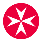 achtspitziges weißes Kreuz auf rotem Grund